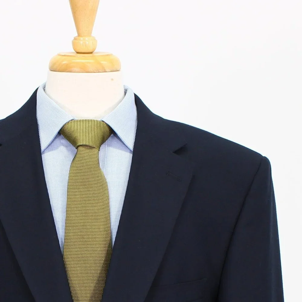 Statements 46L Navy Solid 2-Button Sport Coat Blazer Jacket B743